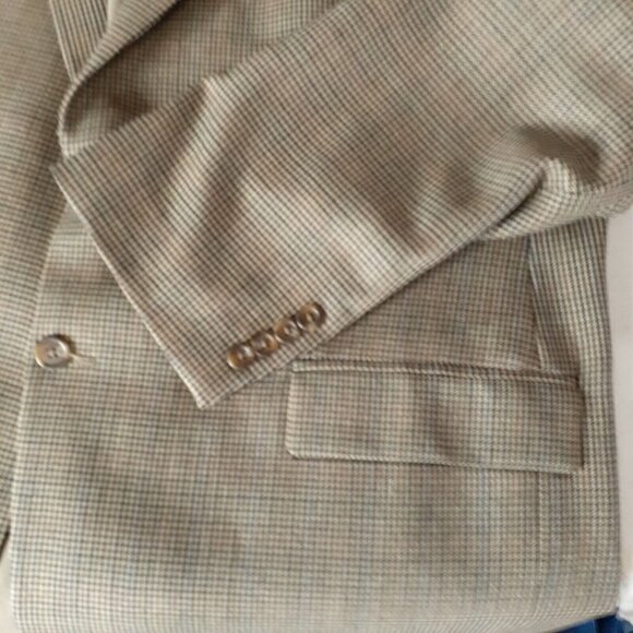 Lauren Ralph Lauren Brown Houndstooth Sportcoat Blazer Tan 100% Wool 48R - Picture 5 of 16